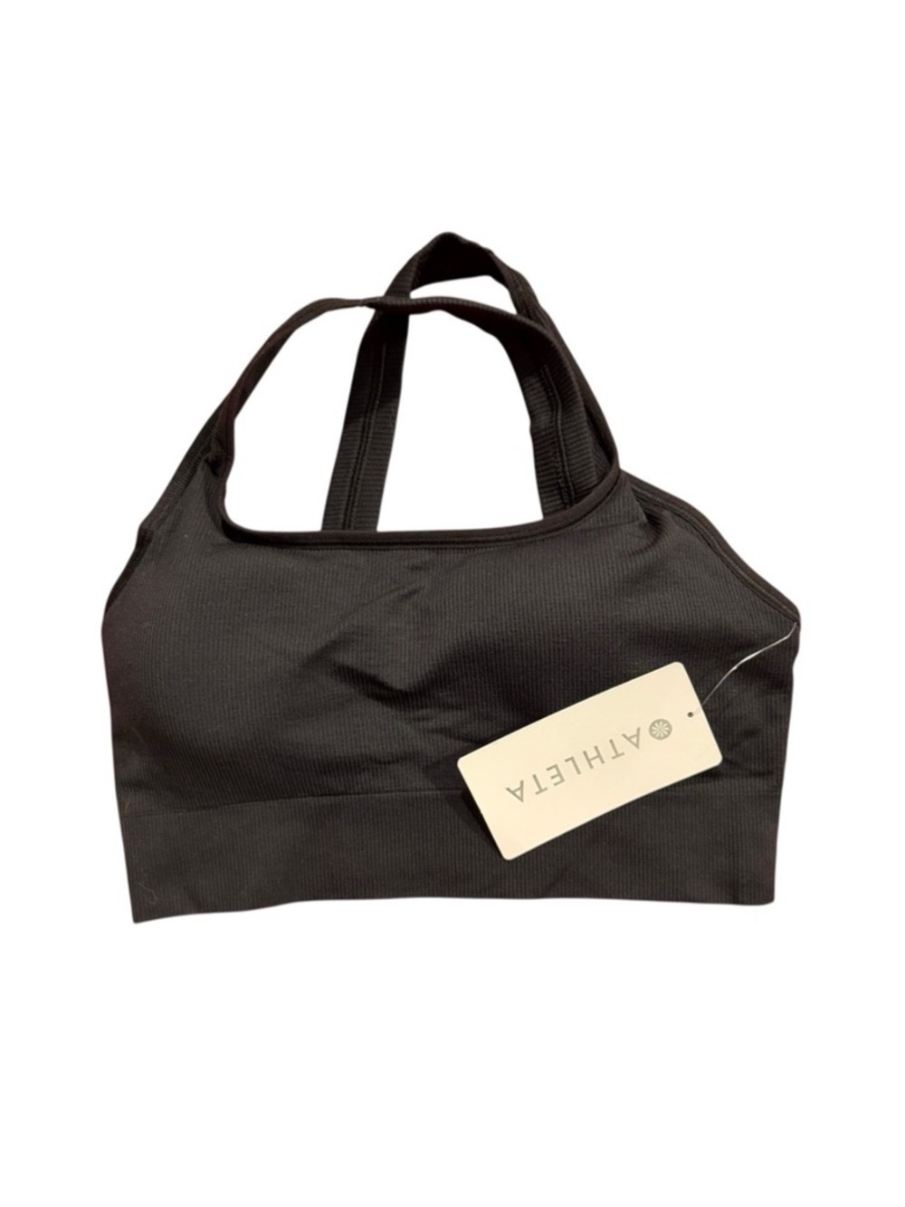 NWT Athleta XL D-DD Aurora Black Ribbed Scoop Sports Bra cross back new support - Picture 6 of 12